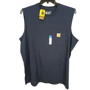 Carhartt Mens XL Navy Blue Sleeveless Pocket T-Shirt